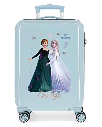 Disney Frozen Seek Courage walizka kabinowa, niebieska, 34 x 55 x 20 cm, sztywna, zamek szyfrowy z tworzywa ABS, z boku, 32 l, 2,62 kg, 4 podwójne koła, bagaż podręczny.