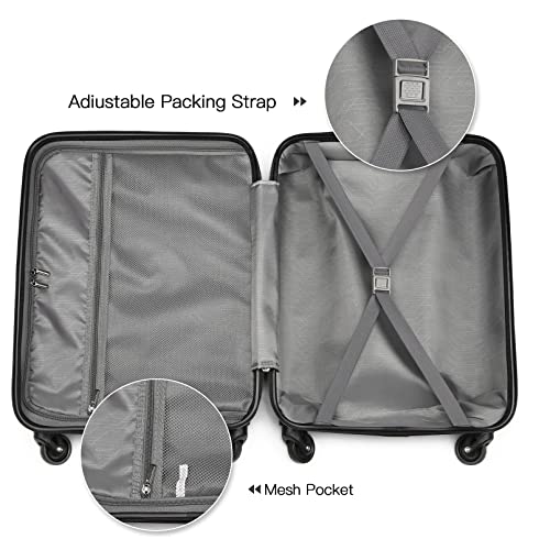 Kono 19" walizka kabinowa carry-on, trwała i lekka, walizka ABS hardsh - obrazek 6