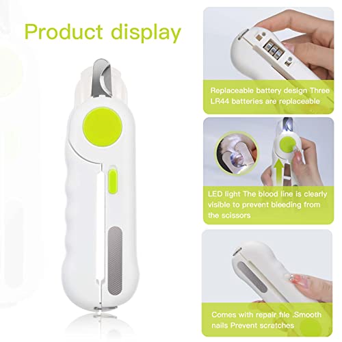 anshuke Obcinacz do paznokci ze światłem LED dla psów i kotów, nożyczki do pazurów dla kotów, psów, z pilnikiem do paznokci i urządzeniem ochronnym, dla średnich i małych zwierząt domowych (zielony) - obrazek 3