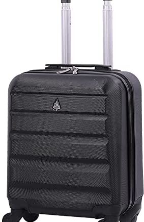 Aerolite Walizka 45x36x20cm Easyjet Maksymalny Rozmiar Podręczny Bagaż Twarda Powłoka ABS Torba Pod Siedzenie Bagażu Kabinowego z 4 kółkami 5 Lat Gwarancji (Czarny)