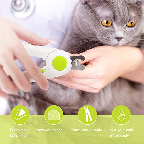 anshuke Obcinacz do paznokci ze światłem LED dla psów i kotów, nożyczki do pazurów dla kotów, psów, z pilnikiem do paznokci i urządzeniem ochronnym, dla średnich i małych zwierząt domowych (zielony) - obrazek 5