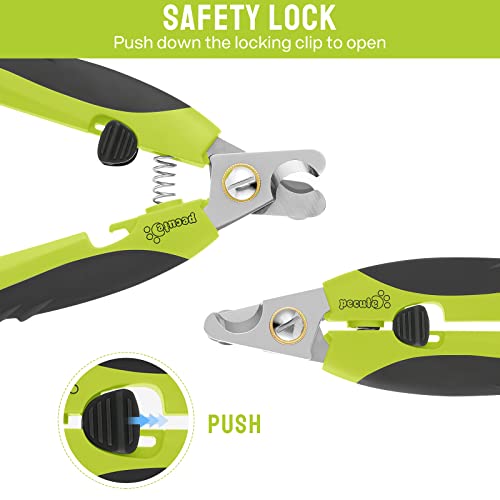 pecute Nożyce do pazurów dla psów i kotów, z pilnikiem do paznokci, profesjonalna pielęgnacja pazurów ze stali nierdzewnej, szczypce do pazurów dla psów, z ochroną bezpieczeństwa - obrazek 7