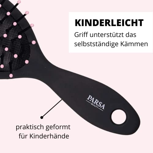 PARSA BEAUTY Mini szczotka do włosów dla dzieci, do stylizacji włosów, dla chłopców i dziewczynek, krótkie i długie włosy, gładkie lub loki - obrazek 6