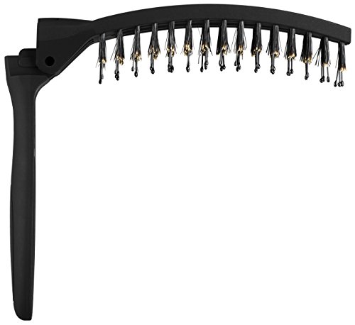 Olivia Garden Składana szczotka do włosów Fingerbrush On The Go Smooth & Style, do czesania, wygładzania i pielęgnacji, w podróży, z wbudowanym lusterkiem, włosie dzika i antystatyczne włosie nylonowe - obrazek 4