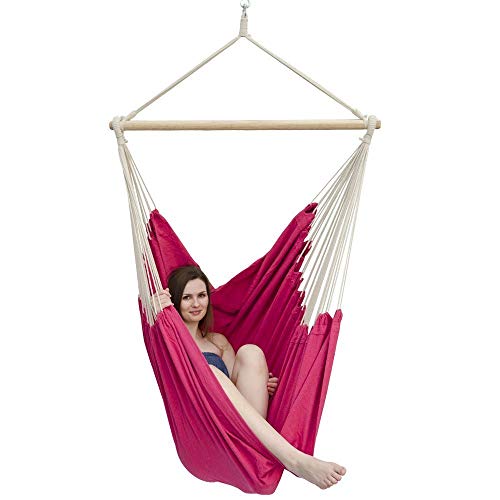 AMANKA XXL Płótno Wiszące siedzisko 185x130cm hamak do siedzenia różowa orchidea - obrazek 9