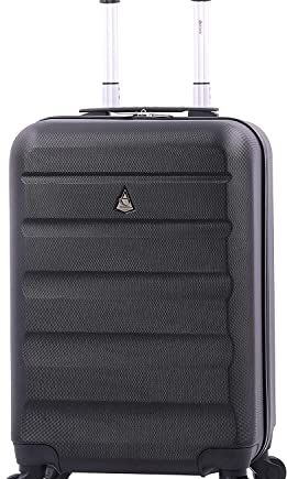 Aerolite 55x35x25cm Walizka Na Kółkach Bagaż Podręczny Twarda Obudowa Podręczna Z 4 Kółkami, Maksymalny Rozmiar Dla Air Europa Air France ITA Airways KLM i Transavia 5 Lat Gwarancji, Czarny