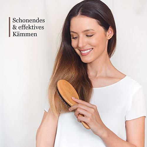 Bambusowa szczotka do włosów z włosiem z dzika masaż głowy pielęgnacja - obrazek 2