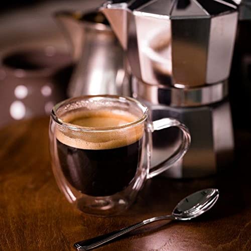 Ambition 96858 Dwuścienne Mia 2 szt. 250 ml zestaw szklanek do latte macchiato filiżanki do kawy ze szkła z uchem szkło termiczne cappuccino kawa herbata mleko idealny pomysł na prezent, 250 ml - obrazek 3