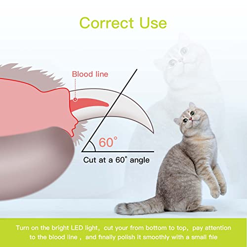 anshuke Obcinacz do paznokci ze światłem LED dla psów i kotów, nożyczki do pazurów dla kotów, psów, z pilnikiem do paznokci i urządzeniem ochronnym, dla średnich i małych zwierząt domowych (zielony) - obrazek 7