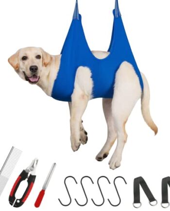 Guzekier Hamak dla zwierząt domowych dla psów i kotów, do pielęgnacji sierści, obcinania paznokci psów i kotów, zestaw do pielęgnacji zwierząt domowych, z nożyczkami/trymerem, grzebień dla zwierząt domowych, pilnik do paznokci