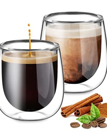 glastal Filiżanki do kawy z podwójnymi ściankami, szklanki borokrzemow