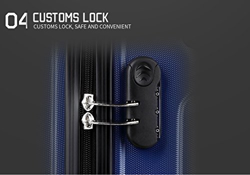 Kono Walizka z twardą obudową ABS na 4 kołach na kółkach Walizka podróżna, granatowy, Small 20", Carry On - obrazek 4