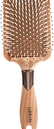 LaModa Bare Essentials duża szczotka z efektem naturalnego drewna, z różowo-złotymi detalami do włosów mokrych lub suchych