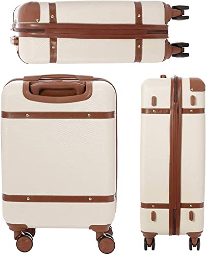 Aerolite 55x35x20cm Walizka Bagaż Podręczny Stylowa Nowoczesna Klasyczna Retro Vintage Styl ABS Twarda Obudowa Bagażowa Z 4 Podwójnymi Kołami Obrotowymi 5 Lat Gwarancji - obrazek 4