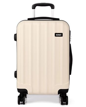 Kono Lekka walizka podróżna z twardą obudową ABS z 4 kółkami, BEŻOWY, 24 inch, Carry On
