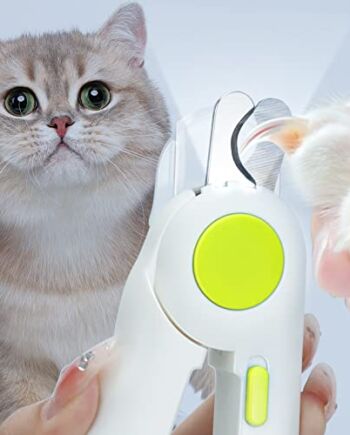 anshuke Obcinacz do paznokci ze światłem LED dla psów i kotów, nożyczki do pazurów dla kotów, psów, z pilnikiem do paznokci i urządzeniem ochronnym, dla średnich i małych zwierząt domowych (zielony)