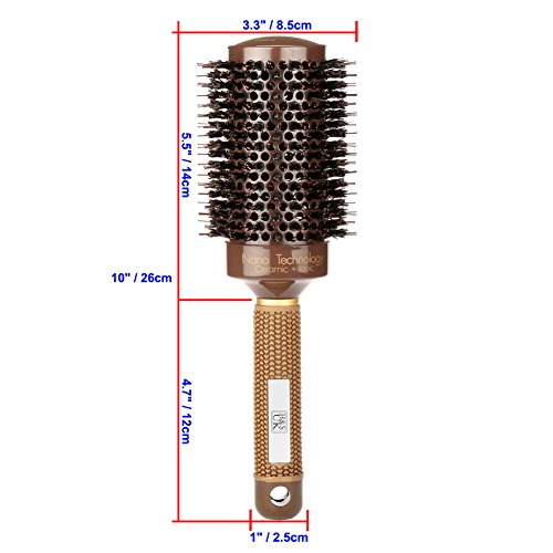 H&S Okrągła szczotka do włosów dmuchanie suszenie włosie dzika 53 mm duża okrągła beczka nano technologia ceramiczna jonowa szczotka do włosów - obrazek 3