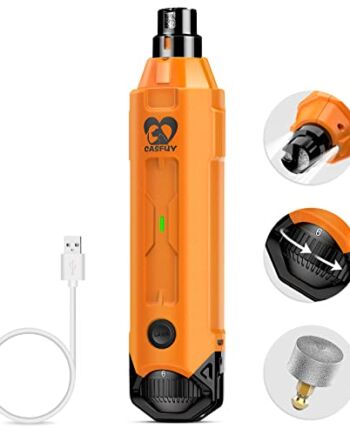 Casfuy 6-biegowa szlifierka do pazurów psa, najnowsza ulepszona szlifierka do pazurów dla zwierząt domowych, super cichy, elektryczny trymer do pazurów dla psa, bezbolesne łapy, narzędzie do pielęgnacji i wygładzania dla dużych, średnich i małych psów, pomarańczowy