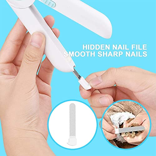 RCPLAGA Obcinacz do paznokci z oświetleniem LED dla psów, kotów, 2 w 1, nożyce do pazurów i szlifierka do paznokci z pilnikiem do paznokci i odporna na pryskania, urządzenie ochronne dla średnich zwierząt domowych - obrazek 3