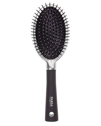 PARSA Trend Line szczotka do włosów owalna (srebrna) z pinkami z tworzywa sztucznego – uniwersalna szczotka do włosów do codziennej stylizacji włosów – szczotka do włosów bez szarpania