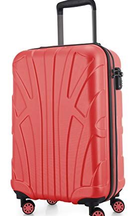 Suitline - Walizki z twardą stroną, walizka z twardą obudową, rozszerzana, TSA, (S, M i L), czarna, Koral, 55 cm, Bagaż podręczny