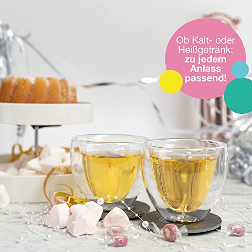 ILP zestaw 2 szklanek o podwójnych ściankach, 250 ml, w kształcie serca, szklanki termiczne z podwójnymi ściankami, prezent na wino, szklanki do gorących i zimnych napojów, szklanki termiczne w kształcie serca jako prezent w kolorowym pudełku - obrazek 6