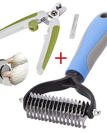RJYUNG Obcinacz do paznokci dla psów z pilnikiem, obcinacz do paznokci dla małych i średnich zwierząt, ochrona i komfort, z narzędziem do usuwania włosów i usuwania włosów.