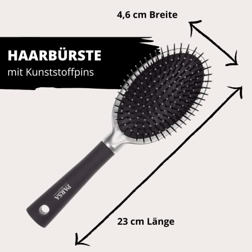 PARSA Trend Line szczotka do włosów owalna (srebrna) z pinkami z tworzywa sztucznego – uniwersalna szczotka do włosów do codziennej stylizacji włosów – szczotka do włosów bez szarpania - obrazek 6