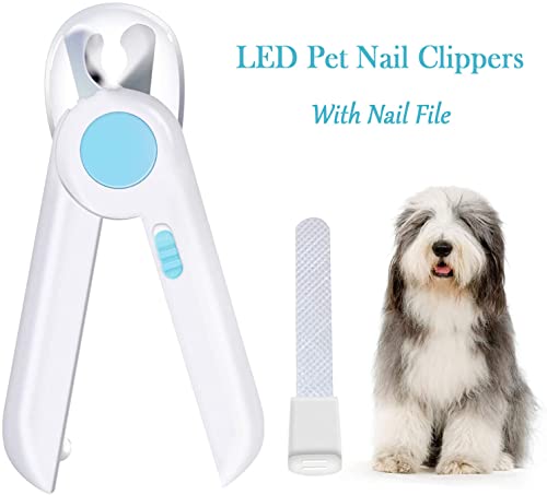 RCPLAGA Obcinacz do paznokci z oświetleniem LED dla psów, kotów, 2 w 1, nożyce do pazurów i szlifierka do paznokci z pilnikiem do paznokci i odporna na pryskania, urządzenie ochronne dla średnich zwierząt domowych - obrazek 9