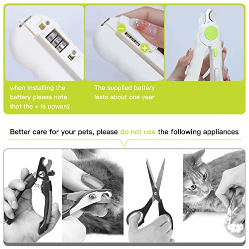 anshuke Obcinacz do paznokci ze światłem LED dla psów i kotów, nożyczki do pazurów dla kotów, psów, z pilnikiem do paznokci i urządzeniem ochronnym, dla średnich i małych zwierząt domowych (zielony) - obrazek 4