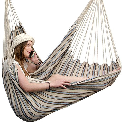 AMANKA XXL wiszące siedzisko 185x130cm hamak do siedzenia w paski śródziemnomorskie - obrazek 8