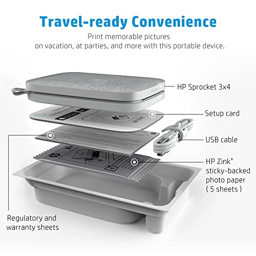 HP Sprocket Natychmiastowa drukarka fotograficzna 3x4 — bezprzewodowo drukuj zdjęcia 3,5x4,25 cala na papierze Zink z urządzeń z systemem iOS i Android - obrazek 3