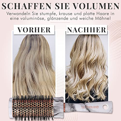 Szczotka do włosów i ceramiczna szczotka z marmuru do szybkiego i delikatnego suszenia i wygładzania – stylowa szczotka do włosów i okrągła szczotka do włosów do krótkich i długich włosów, Lily England - obrazek 3