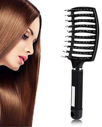 Szczotka do włosów, antystatyczna damska szczotka do masażu skóry głowy, grube włosy i nylonowa szczotka do rozczesywania włosów do salonu fryzjerskiego stylizacji (czarna)