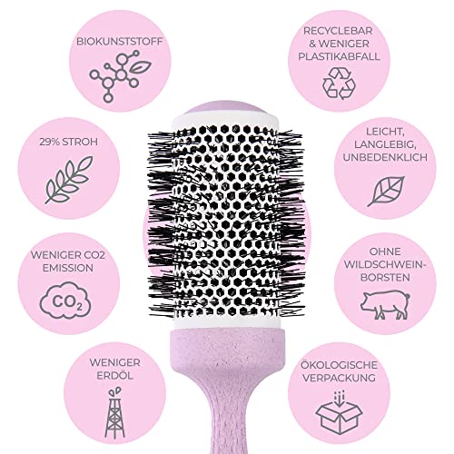 Ninabella Organiczna Okrągła Szczotka Do Włosów - 52mm Szczotka Do Suszenia i Kręcenia Włosów Dla Kobiet - Jonowa Szczotka Do Stylizacji Włosów Mokrych, Suchych i Kręconych Włosów - obrazek 3