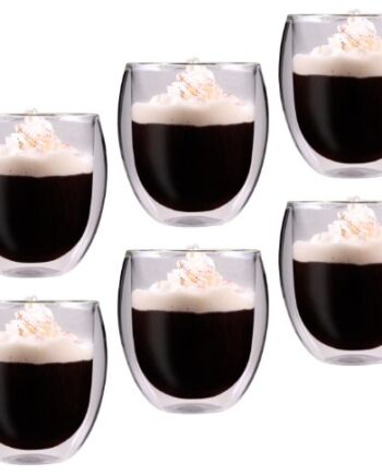 Feelino "6R" XXL 6 x 400 ml, bardzo duże szklanki do herbaty i kawy, szklanki termiczne z efektem unoszenia się, nadają się również do latte macchiato, cappuchino, kawy z mlekiem, herbaty, mrożonej herbaty, deserów lub jako kubek na lód