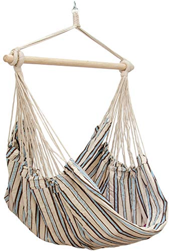 AMANKA XXL wiszące siedzisko 185x130cm hamak do siedzenia w paski śródziemnomorskie