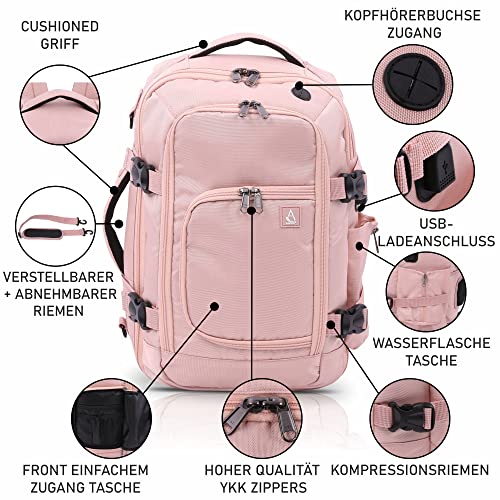 Aerolite plecak maksymalny dopuszczalny rozmiar bagażu podręcznego Ryanair 40 x 20 x 25 cm, zatwierdzony bagaż podręczny, lekka torba na ramię, plecak, torba lotnicza z zamkami YKK - obrazek 5