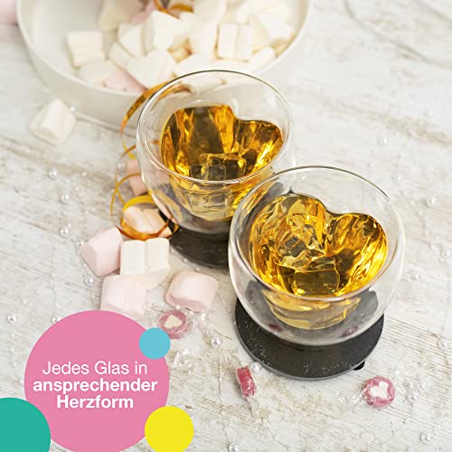 ILP zestaw 2 szklanek o podwójnych ściankach, 250 ml, w kształcie serca, szklanki termiczne z podwójnymi ściankami, prezent na wino, szklanki do gorących i zimnych napojów, szklanki termiczne w kształcie serca jako prezent w kolorowym pudełku - obrazek 5