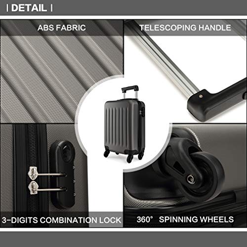 Kono Lekka walizka z twardą skorupą 4 kółka obrotowe ABS bagaż podróżn - obrazek 3