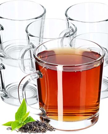 KADAX Szklanki do herbaty, szklanki do wody z uchwytem, zestaw 6 sztuk, szklanki szklane, szklanki do soku, zestaw szklanek, szklanki do herbaty, kawy, wody, napojów, mrożonej herbaty, soku, szklanki do kawy (nele, 250 ml)