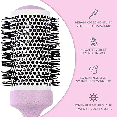 Ninabella Organiczna Okrągła Szczotka Do Włosów - 52mm Szczotka Do Suszenia i Kręcenia Włosów Dla Kobiet - Jonowa Szczotka Do Stylizacji Włosów Mokrych, Suchych i Kręconych Włosów - obrazek 6