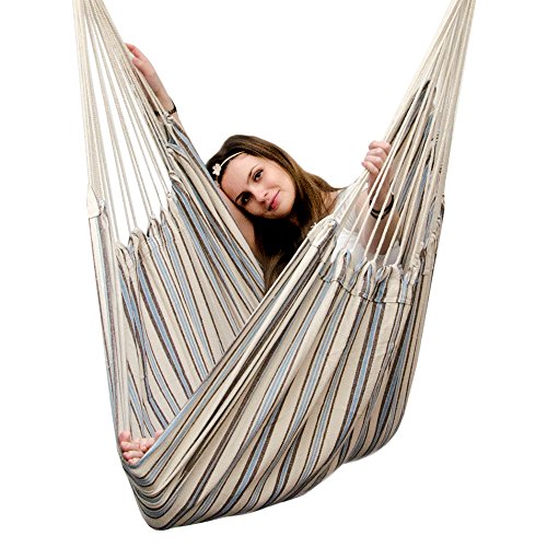 AMANKA XXL wiszące siedzisko 185x130cm hamak do siedzenia w paski śródziemnomorskie - obrazek 7