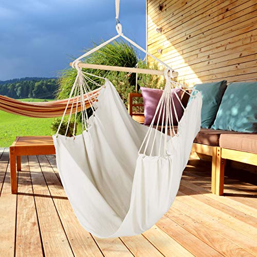 Relaxdays Krzesło wiszące, nowoczesne bawełniane siedzisko huśtawkowe, dla dorosłych i dzieci, do użytku wewnątrz i na zewnątrz, maks. 150 kg, wielokolorowe - obrazek 6