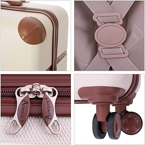 Aerolite 55x35x20cm Walizka Bagaż Podręczny Stylowa Nowoczesna Klasyczna Retro Vintage Styl ABS Twarda Obudowa Bagażowa Z 4 Podwójnymi Kołami Obrotowymi 5 Lat Gwarancji - obrazek 5