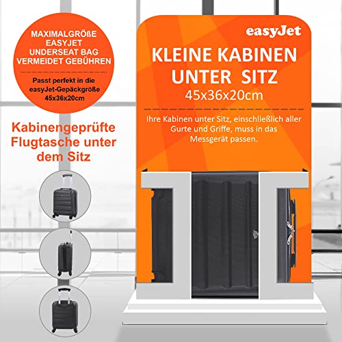 Aerolite Walizka 45x36x20cm Easyjet Maksymalny Rozmiar Podręczny Bagaż Twarda Powłoka ABS Torba Pod Siedzenie Bagażu Kabinowego z 4 kółkami 5 Lat Gwarancji (Czarny) - obrazek 4