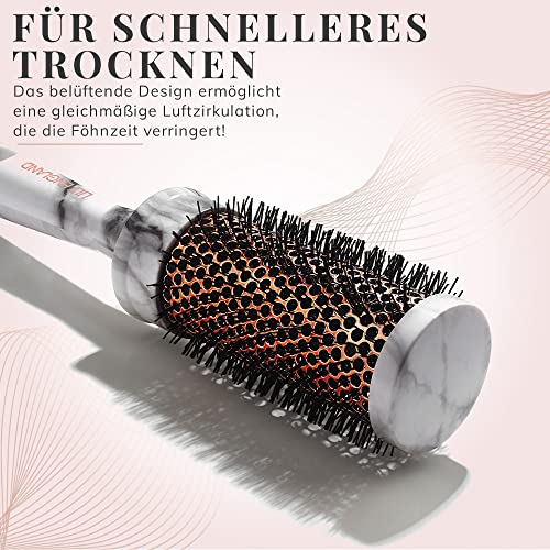 Szczotka do włosów i ceramiczna szczotka z marmuru do szybkiego i delikatnego suszenia i wygładzania – stylowa szczotka do włosów i okrągła szczotka do włosów do krótkich i długich włosów, Lily England - obrazek 4