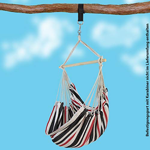 BB Sport Fotel wiszący ogrodowy krzesło huśtawka hamak obciążenie do 150 kg odporny na warunki atmosferyczne promieniowanie UV uchwyt, Kolor: Sylt - obrazek 2