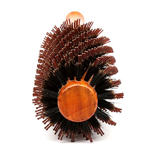 H&S Drewniana okrągła szczotka do włosów szczotka do włosów drewno naturalne dzik włosie - obrazek 3