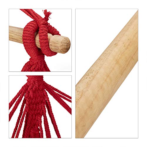 Relaxdays Krzesło wiszące, nowoczesne bawełniane siedzisko huśtawkowe, dla dorosłych i dzieci, do użytku wewnątrz i na zewnątrz, maks. 150 kg, wielokolorowe - obrazek 3